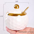 WHJY Ceramic Sugar Bowl with Lid and Spoon, Golf Design Porcelain Salt Bowl Salt Container, Modern Spice Box Seasoning Jar for Home and Kitchen Coffee Bar - White by WHJY