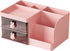Makeup Storage Organizer with 2 Drawers, Desk Vanity Countertop Skin Care Cosmetic Display Case Make up Stands for Hair Accessories Lipstick Lotions Beauty Skincare Organizing (Pink) by LETURE