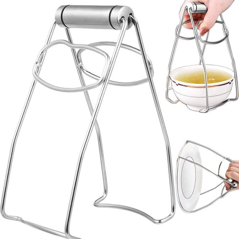 Folding Hot Dish Plate Clip - Stainless Steel Bowl Clip Holder for Kitchen Home Restaurant Cooking