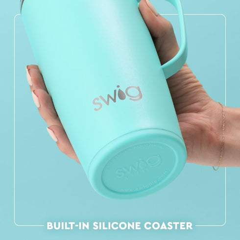 22oz Swig Life Travel Mug, Insulated Tumbler with Handle and Lid, Cup Holder Friendly, Dishwasher Safe, Stainless