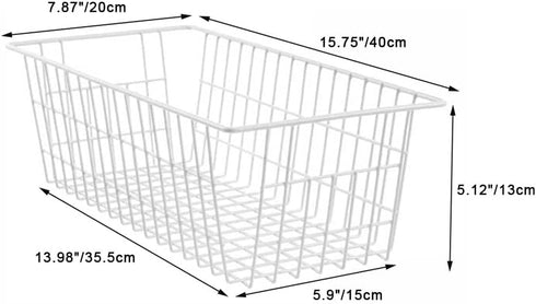 SANNO 15.7" Wire Storage Baskets, Set of 4, White Bin Organizer for Kitchen, Bathroom, Closet, Food Storage