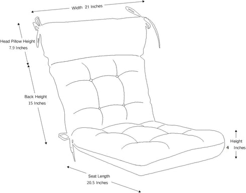 43.4x21 Inch, 100% QILLOWAY Outdoor Rocking Chair Cushion Polyester Waterproof Patio Rocking Chair Cushion, High Back