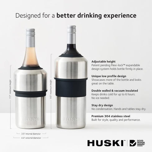 6 Huski Wine Chiller | Award Winning Iceless Design | Keeps Wine Cold up to Hours | Wine Accessory | Next Generation