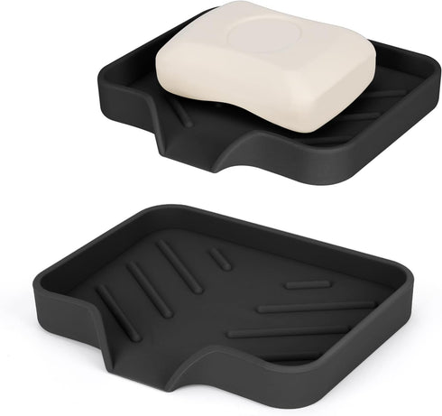 2 Pack Silicone Soap Dish, Self Draining Soap Dish, Non Slip Bar