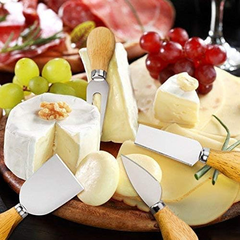 GLE2016 8 Set PCS Cheese Knives, with Wood Handle Stainless Steel Cheese Slicer Cheese Cutter,include:Mini Knife