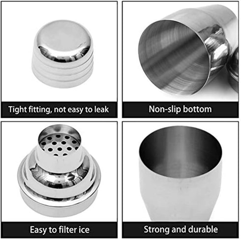 12oz Stainless Steel Cocktail Shaker, Small Single Bar Shaker for Martini Margarita Alcohol Drink Mixer