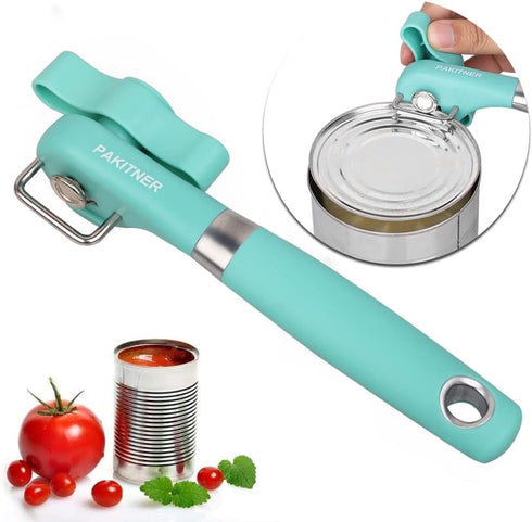PAKITNER Manual Can Opener, Ergonomic Smooth Edge, Food Grade Stainless Steel, Handheld Side Cut, Green for Home &