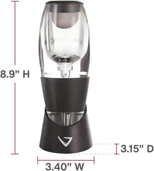 Vinturi Red Wine Aerator Includes Base, Enhanced Flavors with Smoother Finish, Black