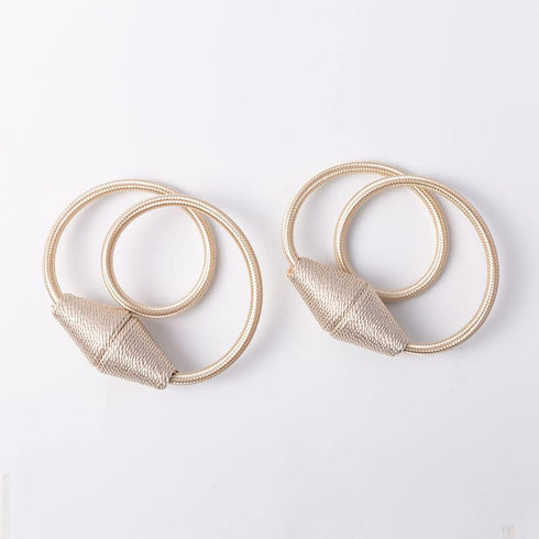 Magnetic Curtain Tiebacks with Larger Magnet, 2 Pack 18in Decorative Holdbacks for Indoor & Outdoor Curtains (Beige)