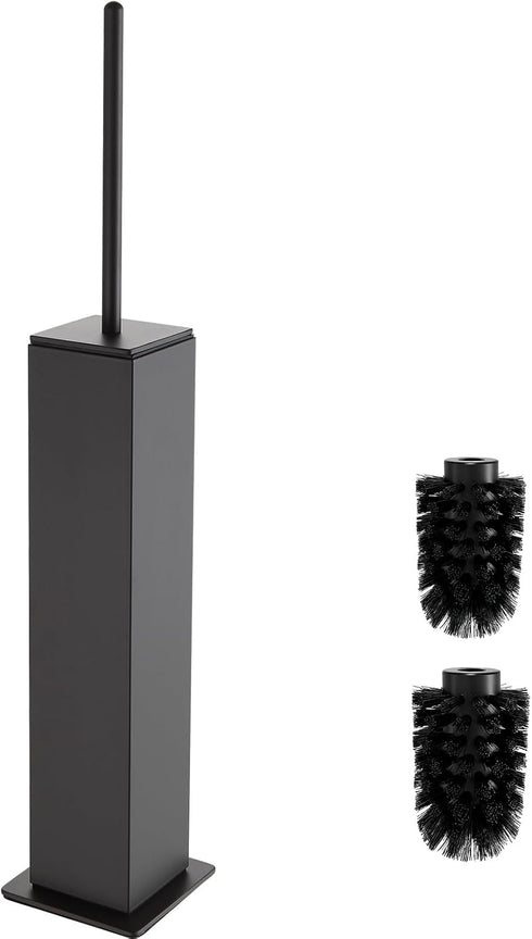 Toilet Brush and Holder Floor Standing, Gun Gray with 2 Replaceable Heads,