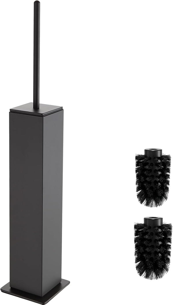 Toilet Brush and Holder Floor Standing, Gun Gray with 2 Replaceable Heads,