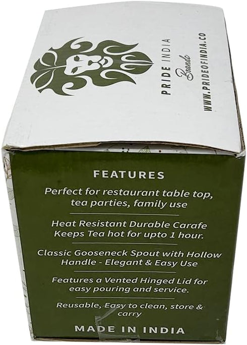 Pride Of India Stainless Steel Gooseneck Tea Pot, 18 Fluid Ounces (2-3 Cups) with Vented Hinged Lid