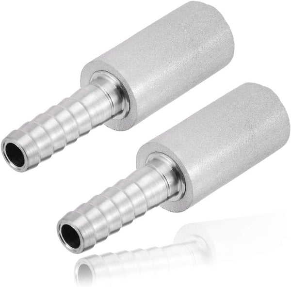 JoyTube Stainless Steel Aeration Stone, 0.5 Micron Diffusion Stone with 1/4" Hose Barb, Pack of 2