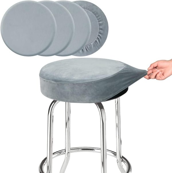 SINOSSO 4 Pcs Bar Stool Covers, Super Soft Velvet Dia.11-13" Round Stretchy