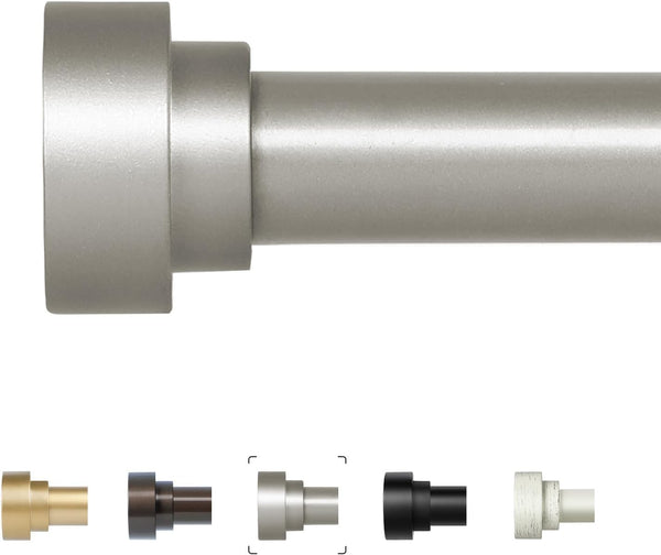 HEI! DEAR Silver Curtain Rods, 18 to 60 Inch (1.5-5ft), 1 Inch Heavy Duty Adjustable Curtain Rod Set, Modern Decorative