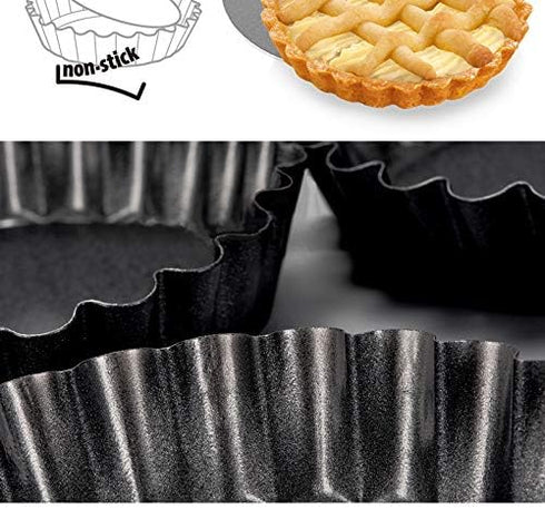 IELEK 12 Inch Non-Stick Tart Quiche Flan Pan Molds, Round Removable Loose Bottom Heavy Duty Pizza Pan