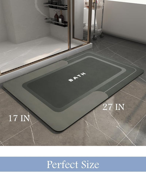 MontVoo Dark Grey Bath Mat 17"x27", Non-Slip Super Absorbent Quick Dry Bathroom Rug for Floor and Bathtub
