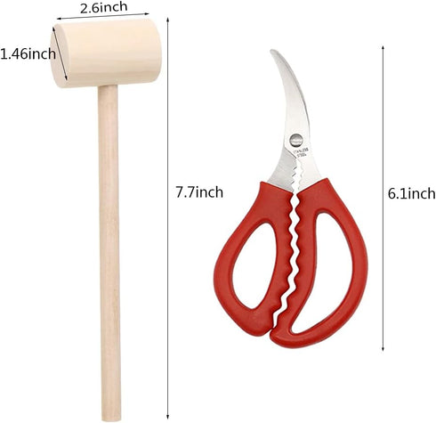 Ymkf Sqqr 30 Hammer,and Set PCS Seafood Tools Include Crab Crackers, Seafood Scissors, Lobster Sheller, Crab Shellfish