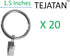 Set of 20 Silver Metal Curtain Rings - 1.5-inch with Clips and Eyelets