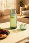 Buminee Mouthwash Dispenser for Bathroom, 21.6Oz Vintage Glass Water Carafe Set with 6Oz