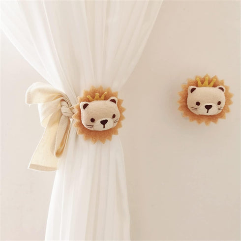 QIDHJH 2 Pack Curtain Tiebacks Cute Cartoon Animal Curtain Ties, Embroidered Animal Shape Bedroom Accessories, Curtain