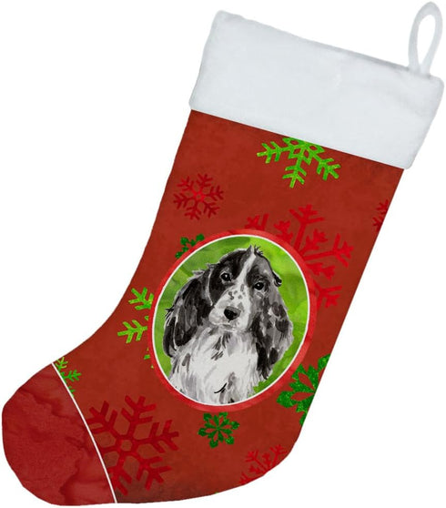 Caroline's Treasures CK3985CS Christmas Snowflakes Black Parti Cocker Spaniel Stocking, Holiday Decor