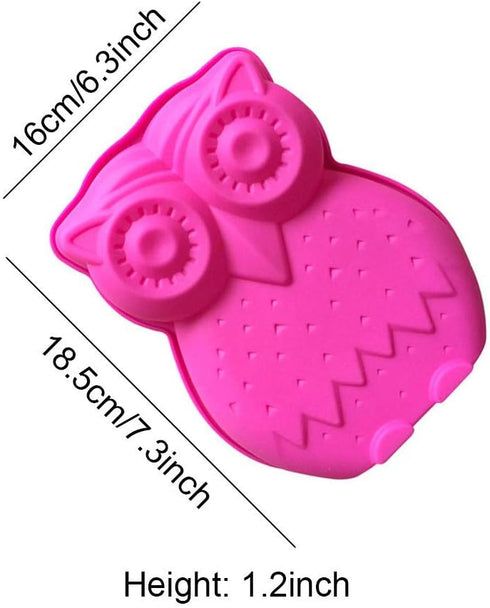 Mini Size Cute Owl Shape Silicone Cake Pan, Owl Mousse Cake Bread Pizza Baking Mold Jelly Silicone Mold Kitchen Bakeware Tools (7.3x6.3x1.2 Inch) by Fewo