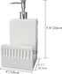 2 1 Soap Dispenser with Sponge Holder, Ceramic Dish Soap Dispenser for Kitchen Sink, in Refillable Liquid Hand