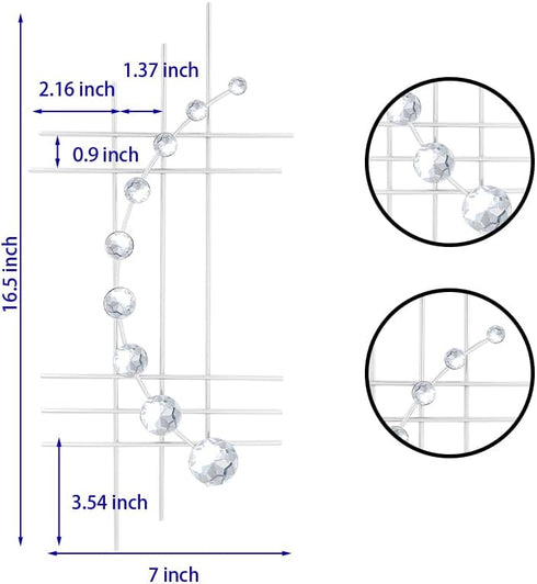 ZEXUIRU 2 Set Bling Metal Wall Art, Jeweled Crystal Hang Wall Decor, Rhinestone Diamond Iron Abstract Sculpture