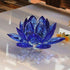 Amlong Crystal 3 Inch Sapphire Blue Lotus Flower Feng Shui Decor with Gift Box