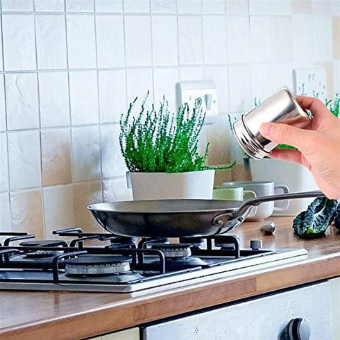 2Pcs Stainless Steel Sugar Shaker with 16Pcs Coffee Stencils Template Duster for Cocoa Flour Icing Sugar