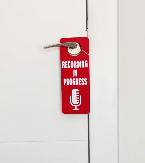 CLEVER SIGNS Recording in Progress Sign, Please Do Not Disturb Door Knob Hanger, 2 Pack, Double Sided