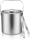 LUCKYGOOBO Mini Ice Bucket - Portable Double Wall Stainless Steel Bucket with Tong, 1.3 Liters for Parties