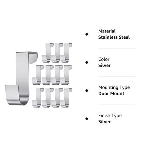 Hotop 12 Pcs Over The Cabinet Drawer Door Hooks - 1.12 Inch Sturdy Metal Z Shaped Hanger Peg for Bathroom Clothes Towel