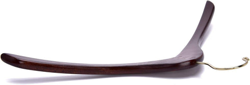 5) Quality Walnut Wooden Curved Coat Hangers, Smooth Solid Wood Pants Hangers, Swivel Hook, Coat, Jacket (Gold Hook