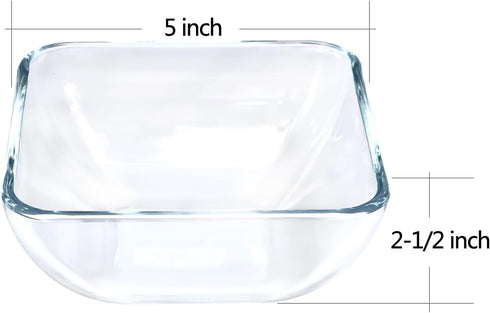 Small 5 Inch Square Tempered Glass Salad Bowls Set, 15 oz Serving Bowls, Set of 3