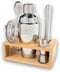 Premium Cocktail Shaker Set with Bamboo Stand, 4-Piece Bar Tools Kit, Stainless