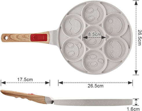 Pancake Pan with 7 Holes, Non Stick Mini Crepe Pan with Detachable Handle