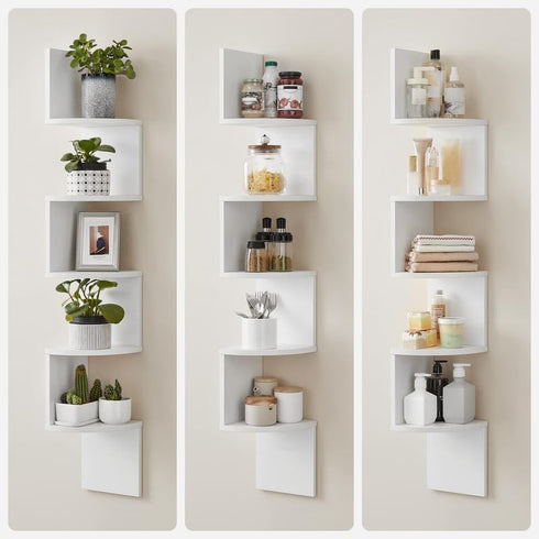 5-Tier VASAGLE Corner Shelf Wall Mount, Floating Corner Bookshelf, Plant Shelf for Bedroom, Living Room, Bathroom, Home