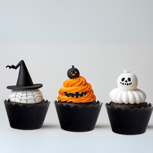 Dress My Cupcake Set of 50 Standard Reusable Glitter Black Cupcake Wrappers, Black Cupcake Liners