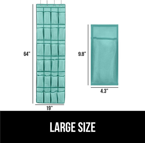 Gorilla Grip Slip Resistant Breathable Mesh Large 24 Pocket Shoe Organizer - Over the Door Sturdy Closet Storage Rack