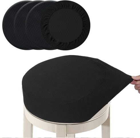 BUYUE 4 pcs Bar Stool Covers Dia.14-16, Luxury Crease-Resistant Jacquard Fabric Stretch