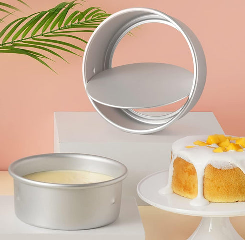 Lawei Round Cake Pan Set - 4" 6" 8" Aluminium Cake Pans with Removable Base for Wedding Birthday Party