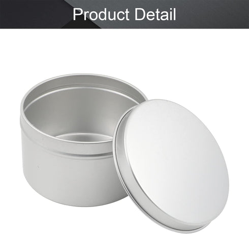 Othmro 3pcs 6.8oz Metal Round Tins with Screw Lid, Silver Aluminum Containers for Salve, Spices