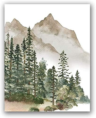 NIUNIU ART Poster-40X50Cmx3 Nursery Wall Decor Mountain Tree Nature Woodland Canvas Print Baby Boy Wall Art Pictures