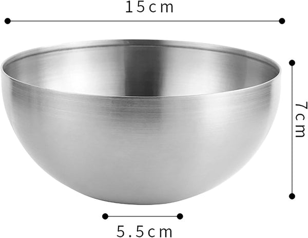 YIKANGHENG Stainless Steel Salad Bowl, 720 Ml (0.2 Gal) Food Grade Bowl for Salads, Soup, Rice, Cereal, Breakfast, Dinner, Serving and Oatmeal at Home and Outdoors (1, 15 cm) by YIKANGHENG