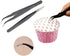 COMIART CREATE COLOR LIFE 2pcs Set Multi-function Anti-Static Stainless Steel Elbow and Straight Tweezer Cake Plier Tool