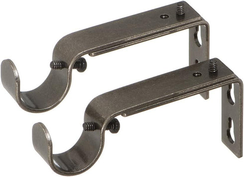 Ivilon Adjustable Brackets for Curtain Rods, Set of 2 for 7/8 or 1 Inch Rods, Pewter