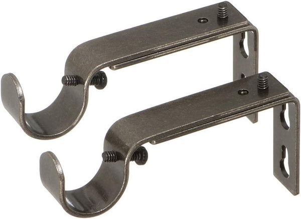 Ivilon Adjustable Brackets for Curtain Rods, Set of 2 for 7/8 or 1 Inch Rods, Pewter