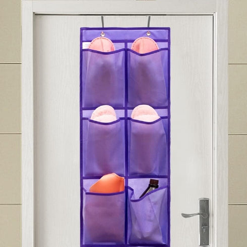 6 Closet 2 Over The Narrow Door Shoe Organizer Hanging Large Fabric Pockets Back Door Shoe Holder for with Hooks